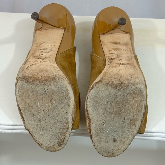 Kate Spade Camel suede open toe high heels - Picture 7 of 9